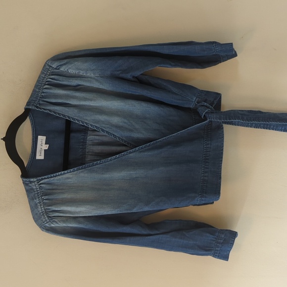 Bella Dahl Chambray True Wrap Crop Top S - Picture 6 of 16